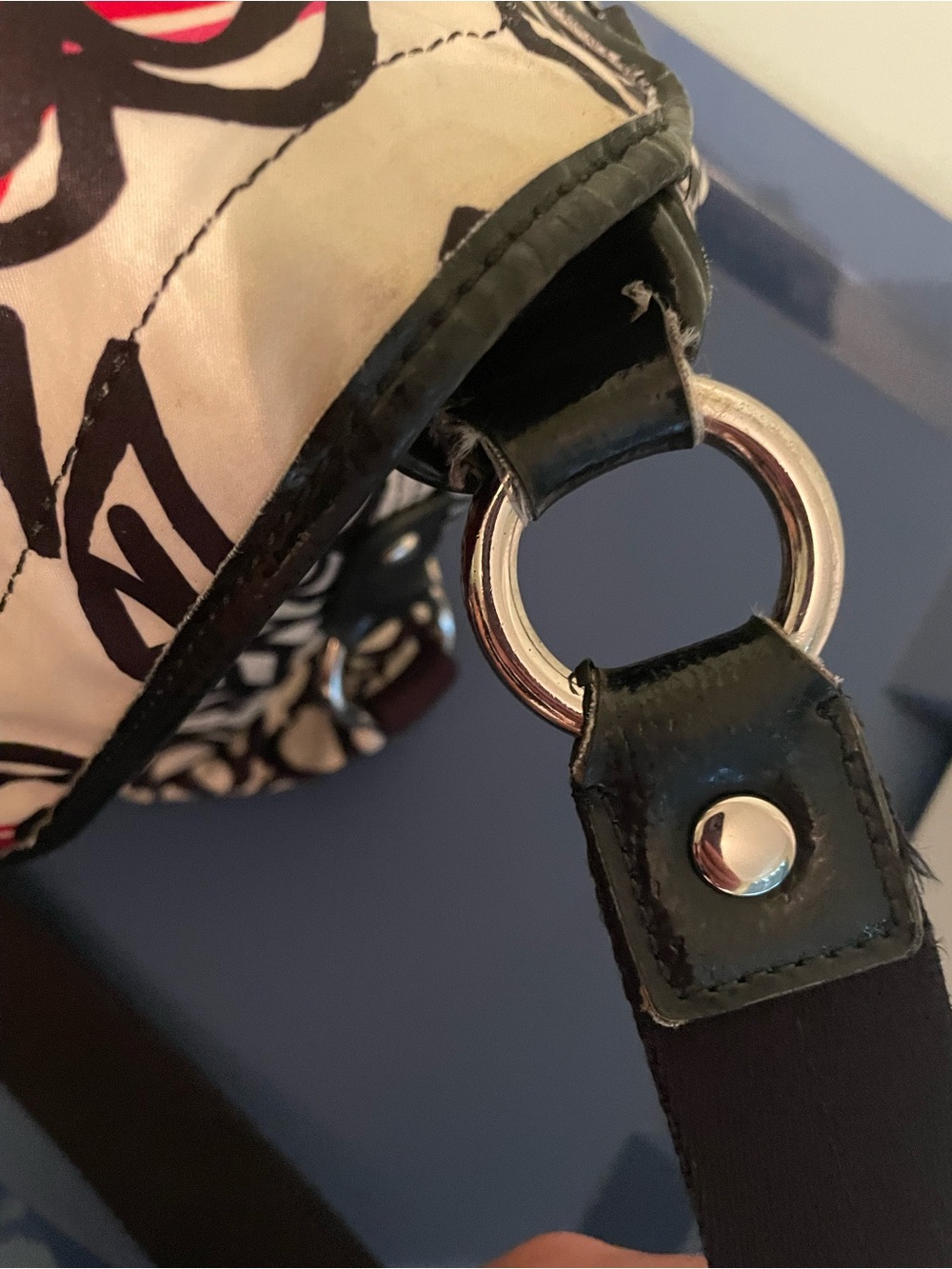 Coach Floral Foldover / Cross-body in White, Black, Red & Hot Pink - Picture 15 of 16
